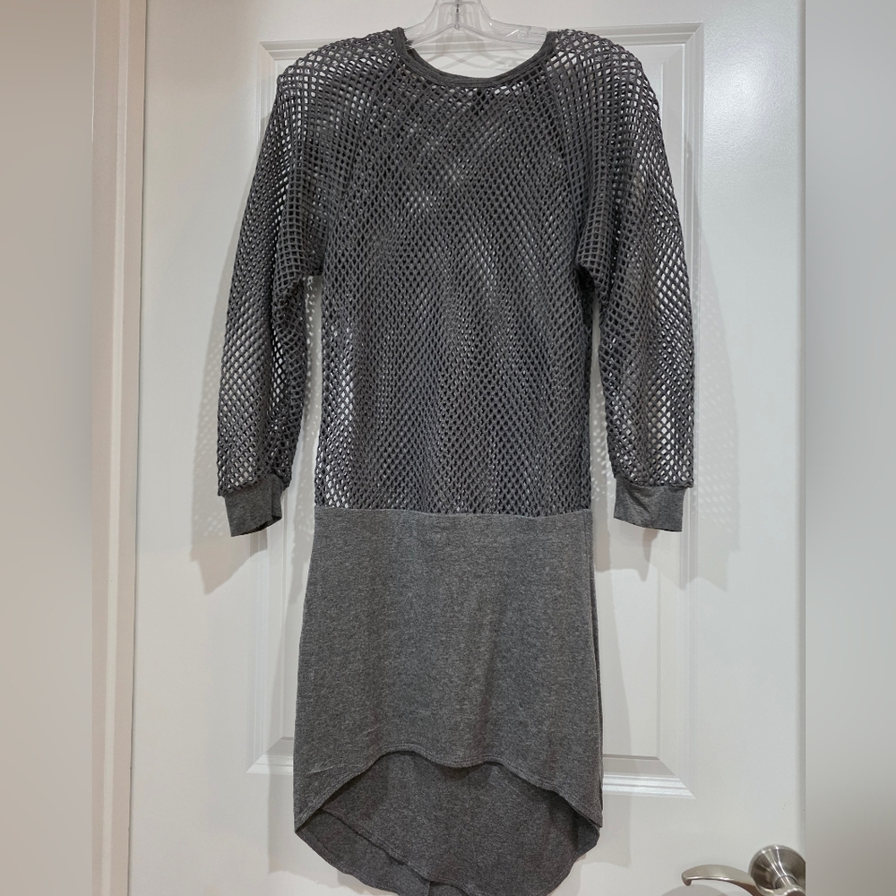 Gray Mesh Overlay Dress
